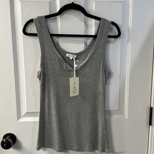 La Miel ribbed Henley tank in grey